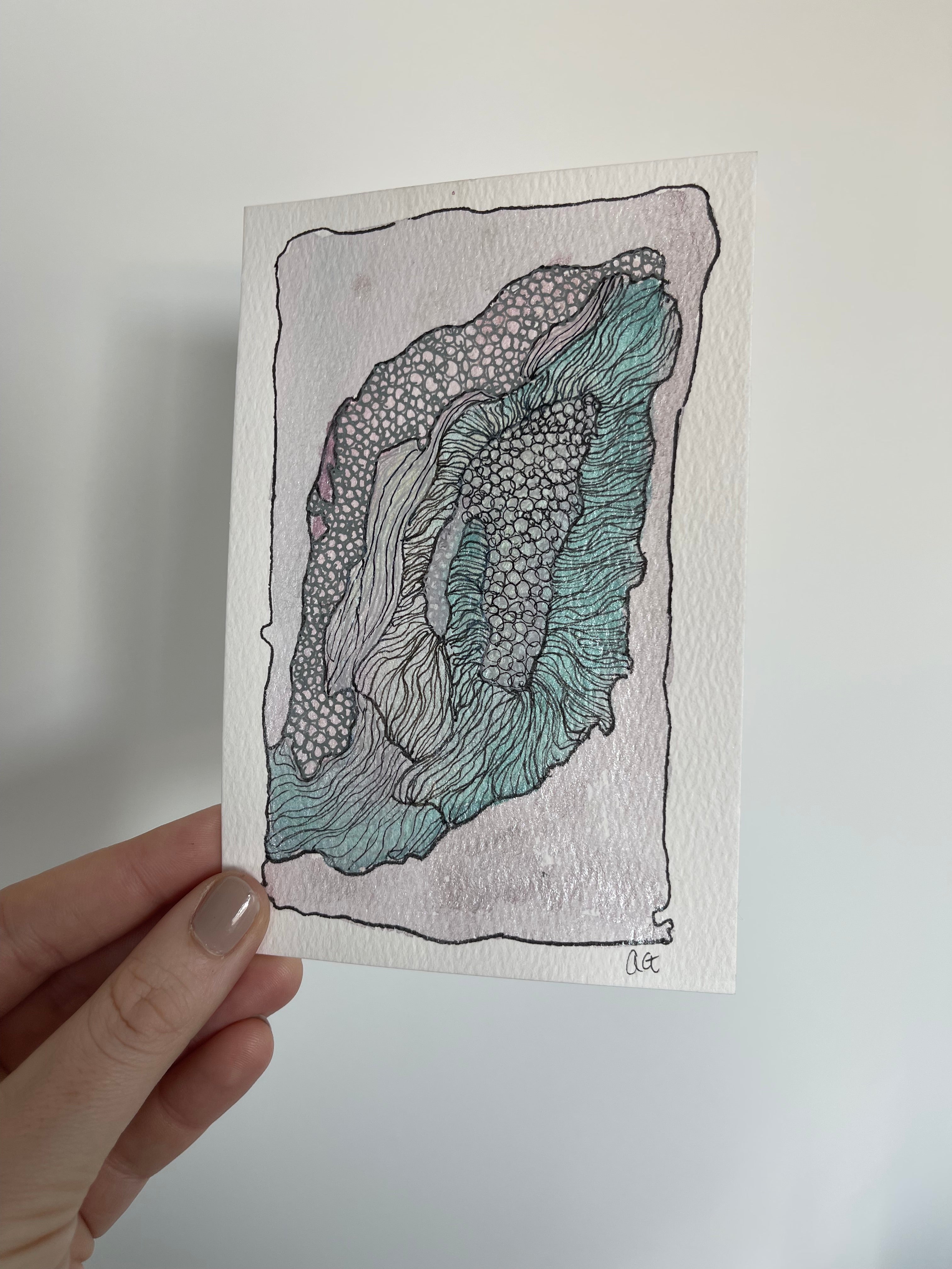 Ocean Wash & Lines: Salt Licks | Original Watercolour & Ink Painting