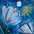 Moon Gardens: Aquarius Moon Flowers I | Original Acrylic Painting on Canvas