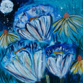 Moon Gardens: Aquarius Moon Flowers III | Original Acrylic Painting on Canvas