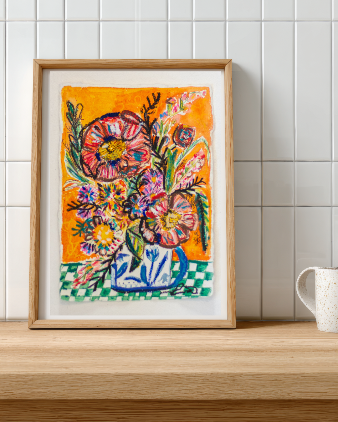 Flowers for Friends #37: Brought You a Coffee (Ways to Say I Love You) | Original Mixed-Media Floral Painting