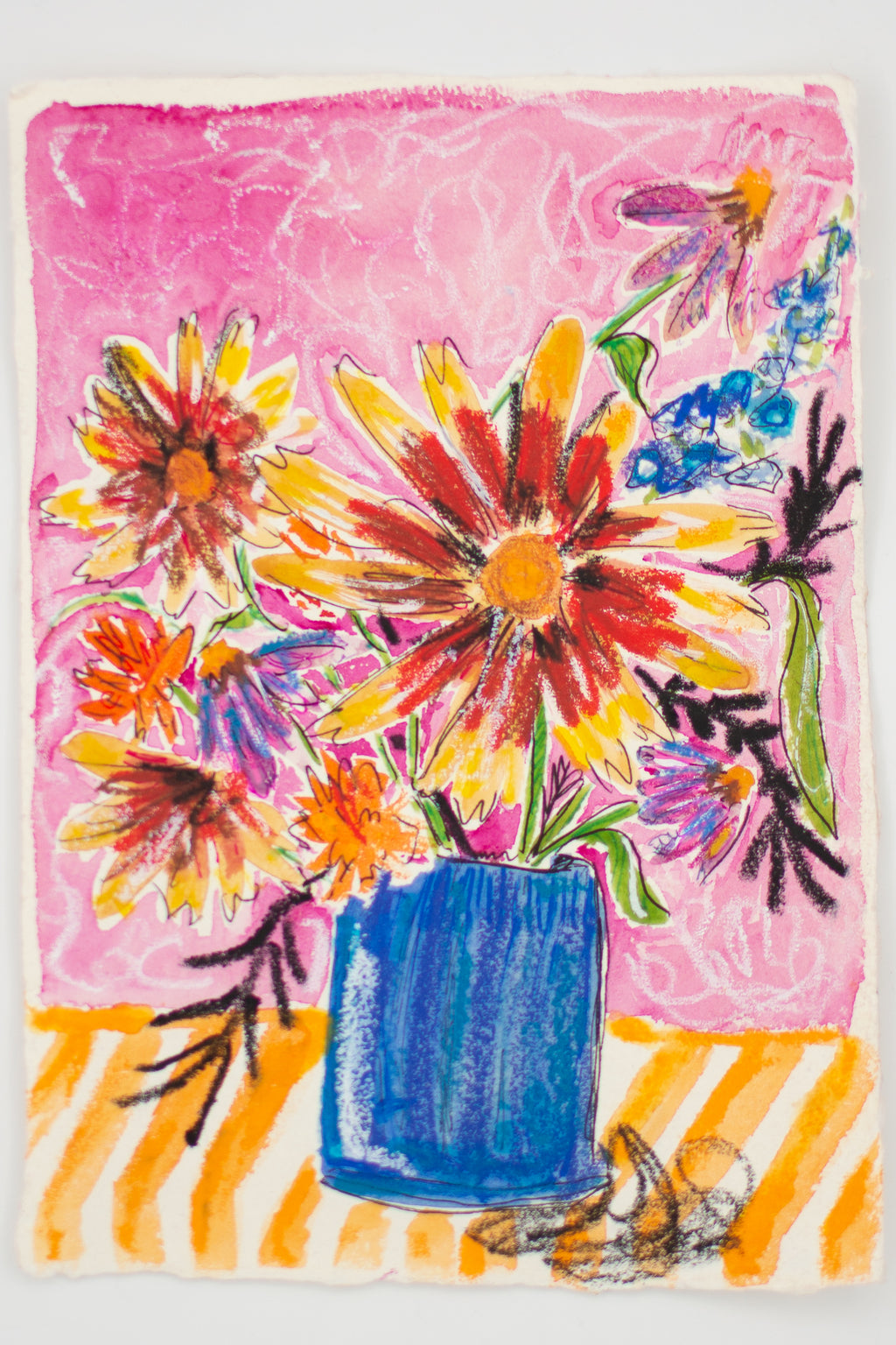 Flowers for Friends #35: Never Pick the Bluebonnets (Texas Homesick) | Original Mixed-Media Floral Painting
