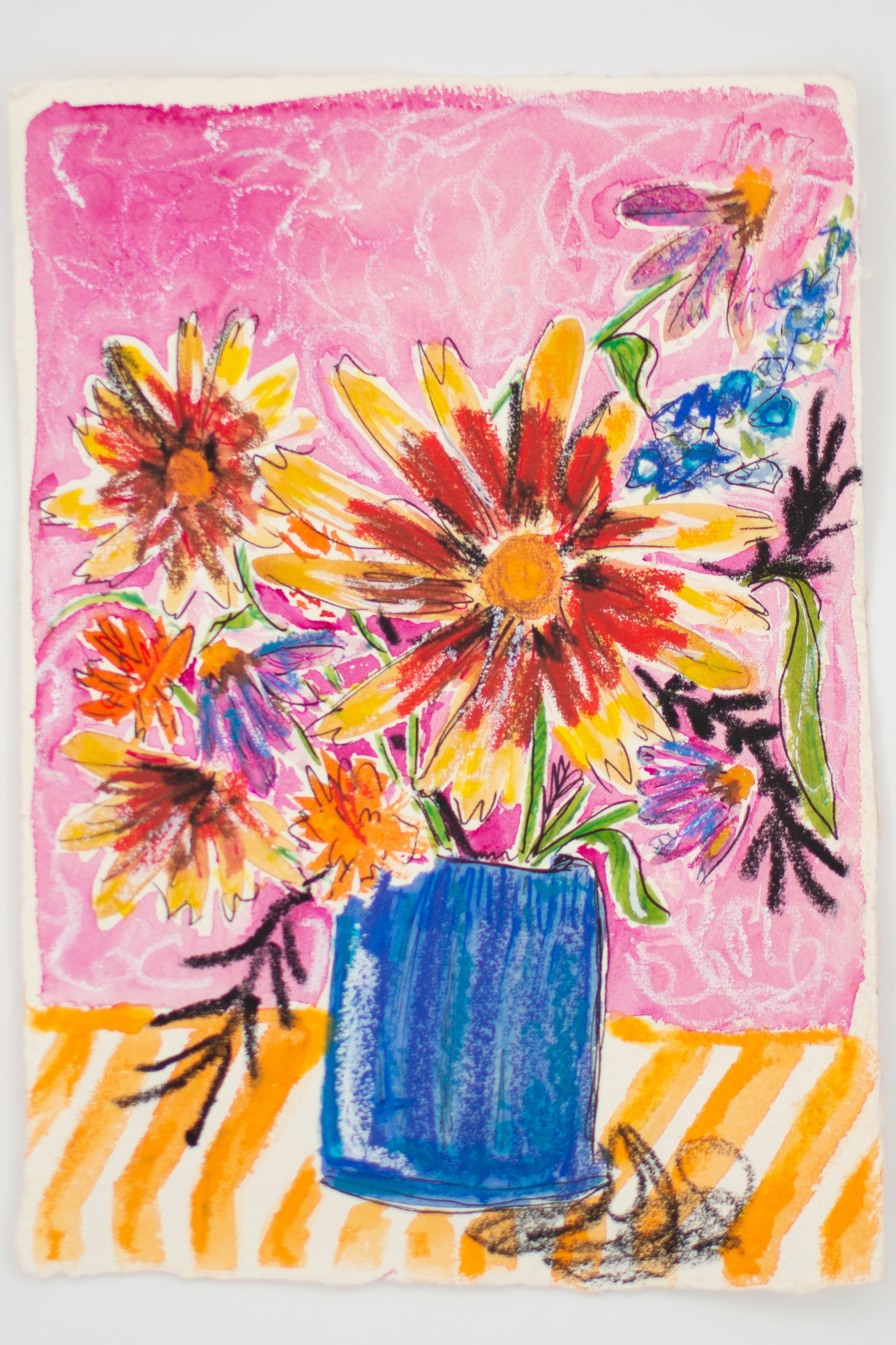 Flowers for Friends #35: Never Pick the Bluebonnets (Texas Homesick) | Original Mixed-Media Floral Painting