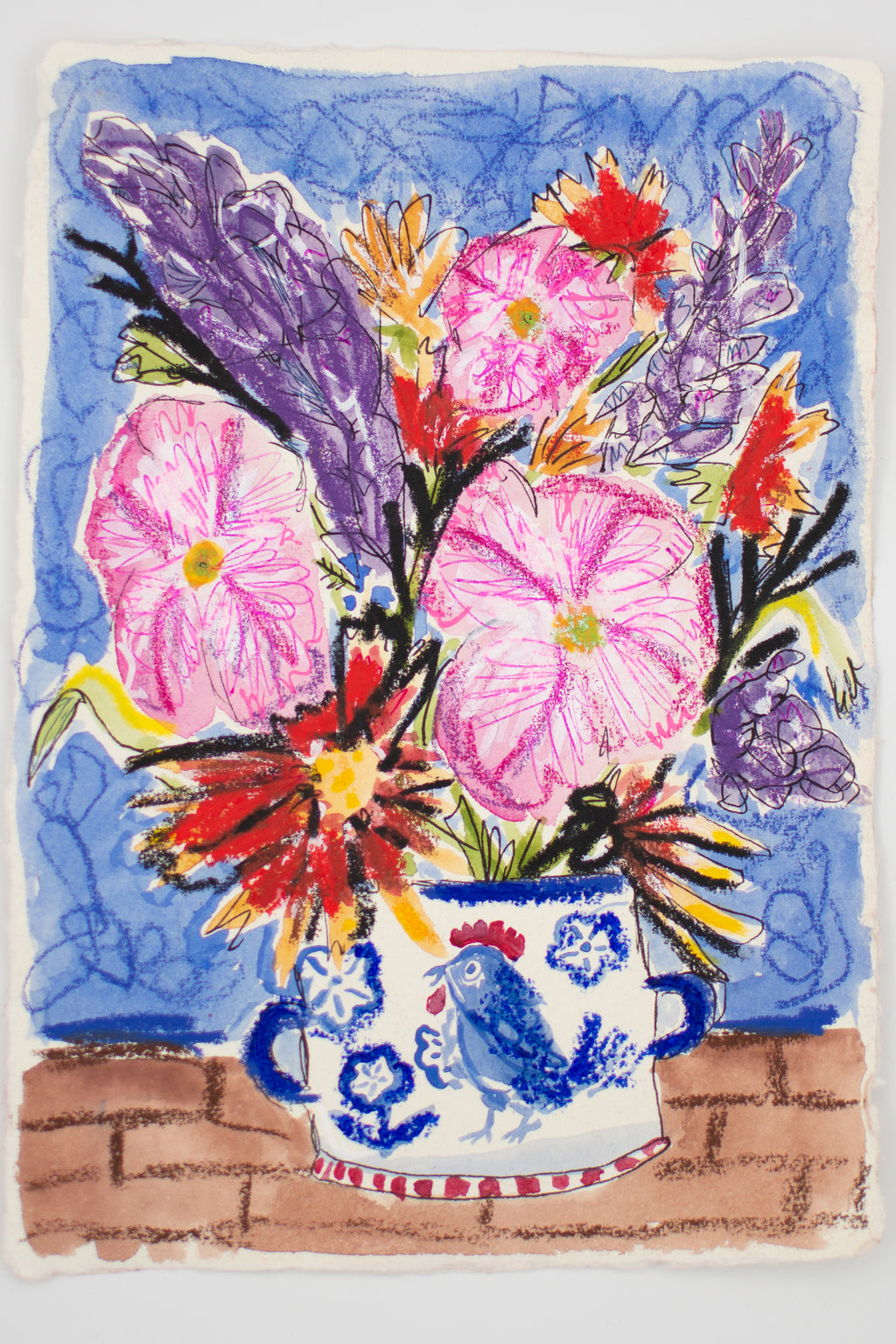 Flowers for Friends #32: Just like Grandma and Papa Used to Do It | Original Mixed-Media Floral Painting