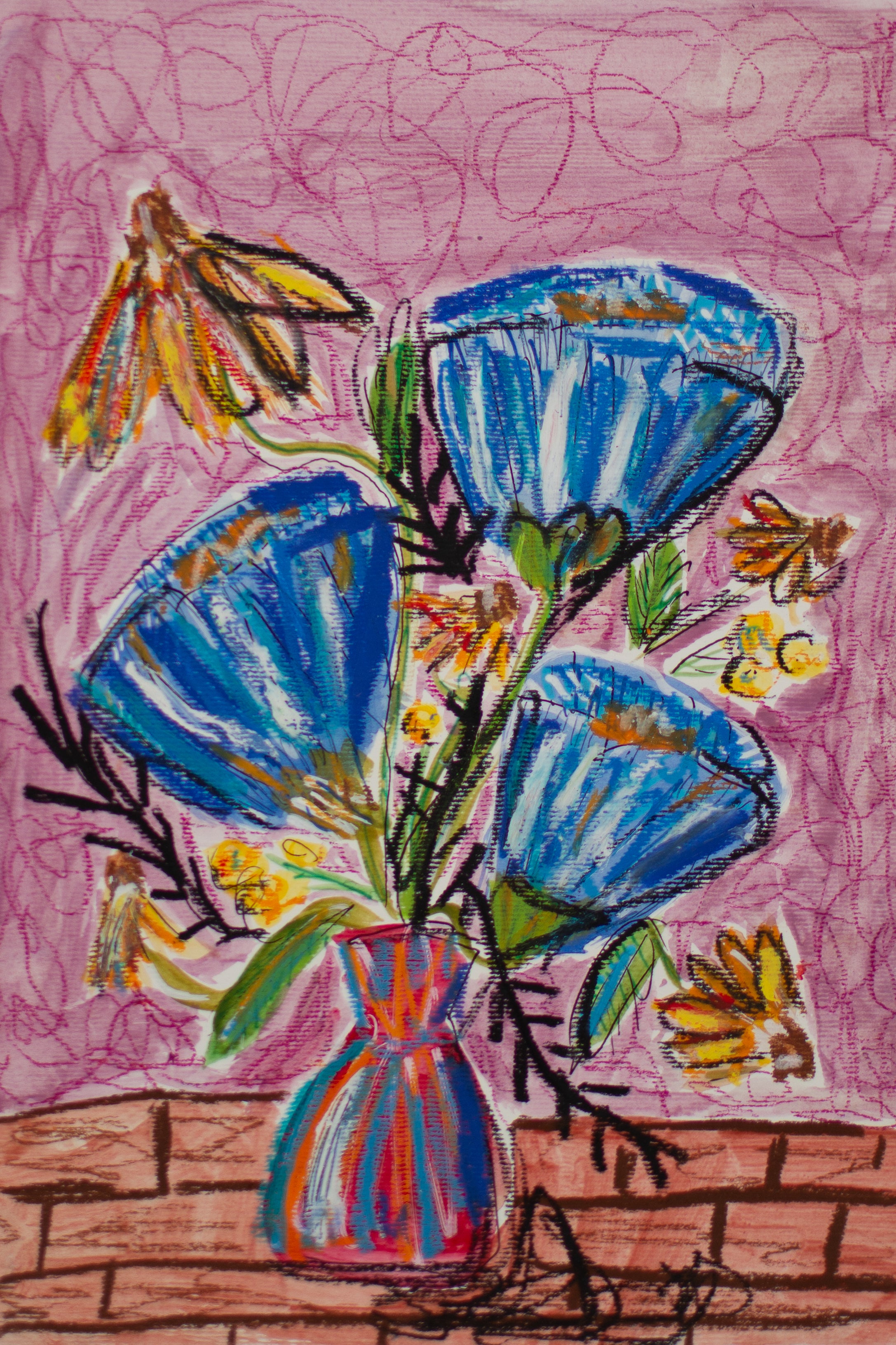 Flowers for Friends #23: You're Pretty and Everyone Likes You | Original Mixed-Media Floral Painting