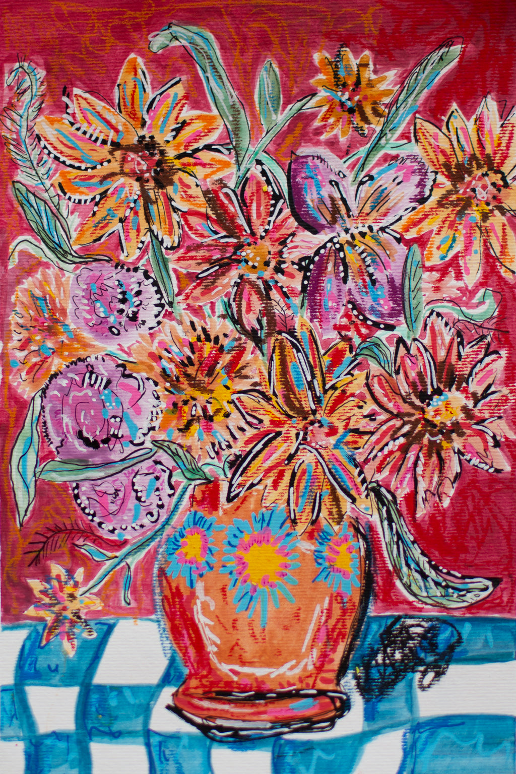 Flowers for Friends #11: Sunflowers Always Make Me Think of That Song | Original Mixed-Media Floral Painting