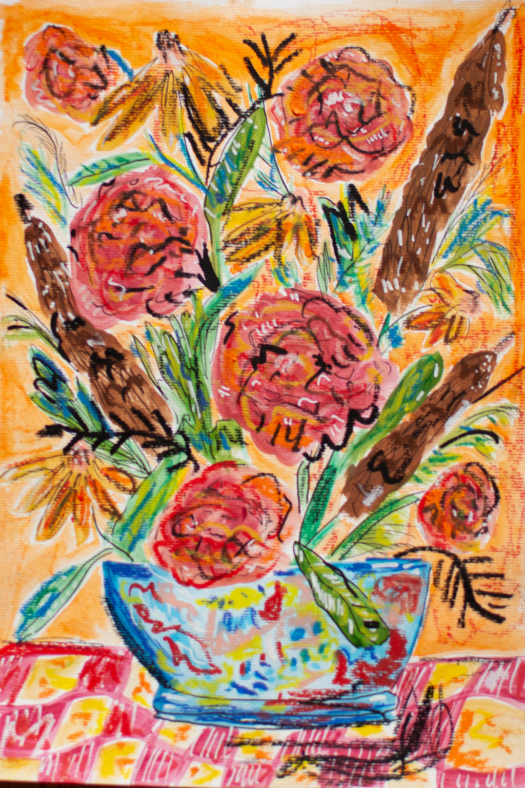 Flowers for Friends #13: I Told You the Flowers Would Not Die | Original Mixed-Media Floral Painting