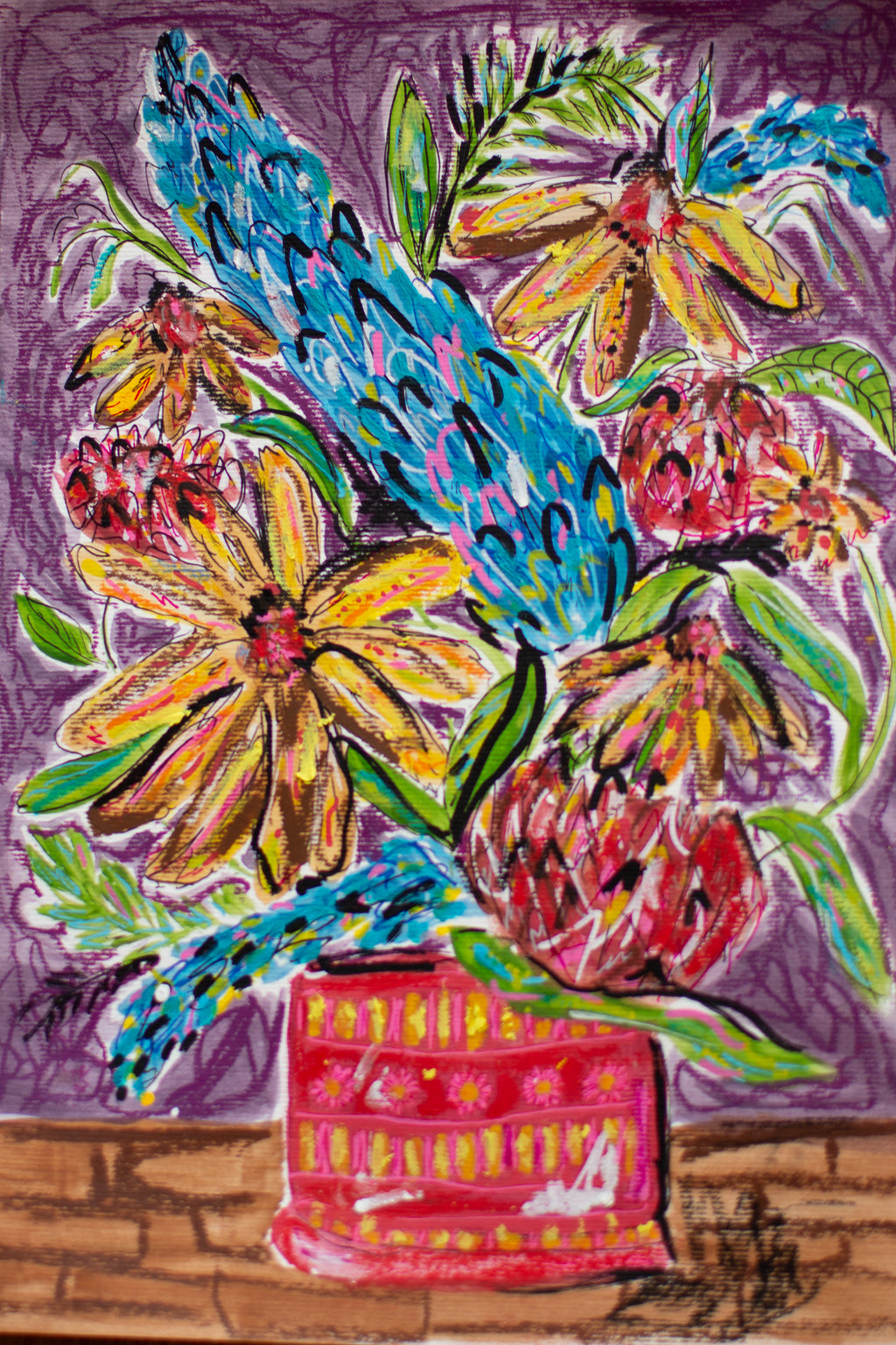 Flowers for Friends #10: Thank God Grandma is So Brave | Original Mixed-Media Floral Painting
