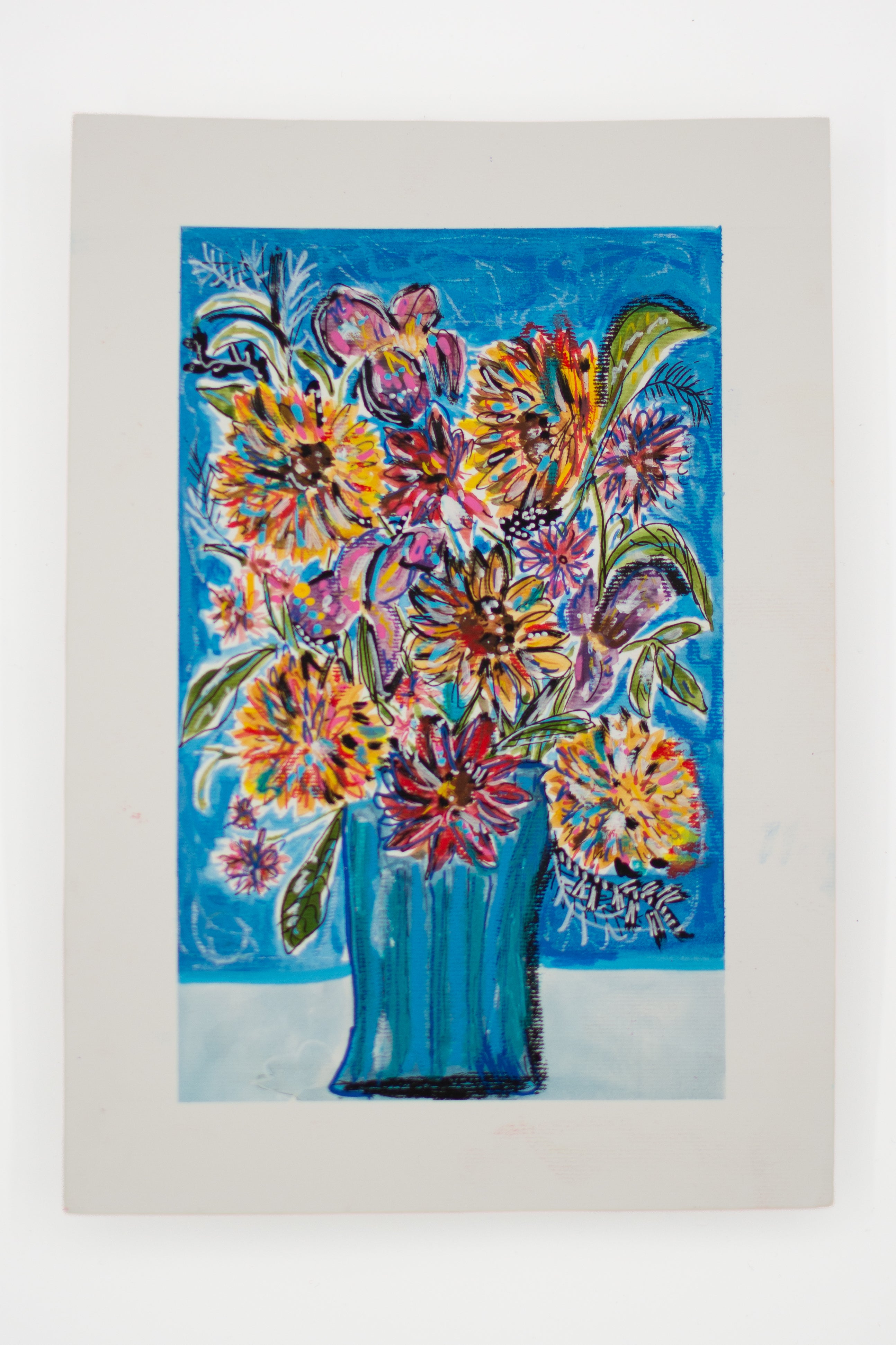 Flowers for Friends #9: Her Favourite Colour is Blue | Original Mixed-Media Floral Painting