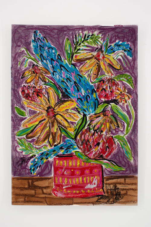 Flowers for Friends #10: Thank God Grandma is So Brave | Original Mixed-Media Floral Painting