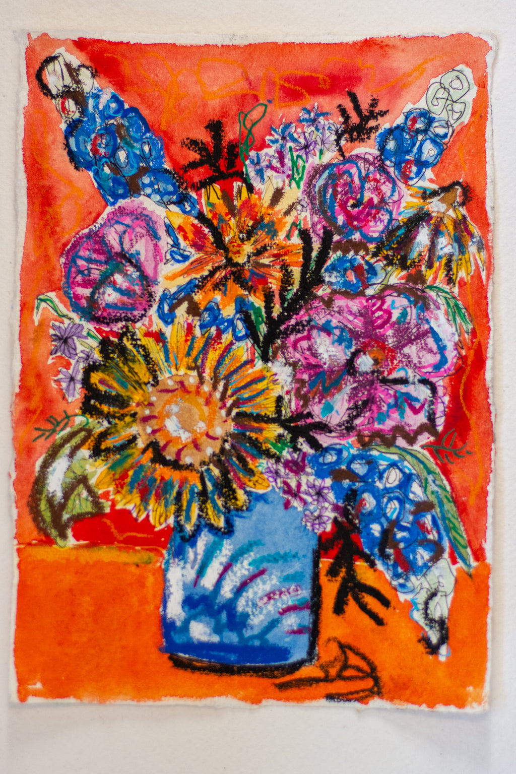 Flowers for Friends #36: I called Your Mom (Ways to Say I Love You) | Original Mixed-Media Floral Painting