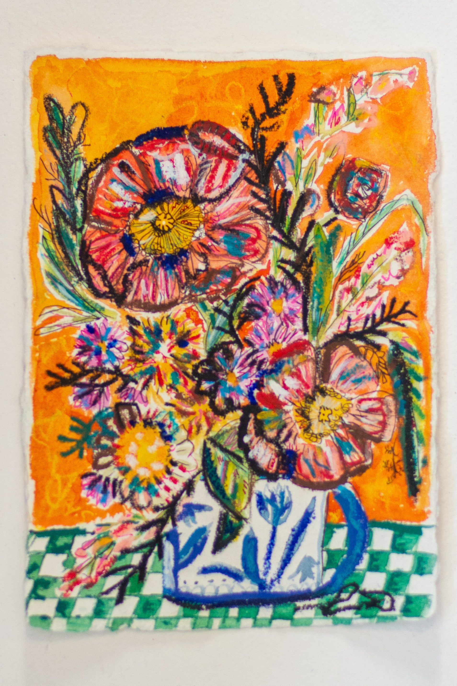Flowers for Friends #37: Brought You a Coffee (Ways to Say I Love You) | Original Mixed-Media Floral Painting