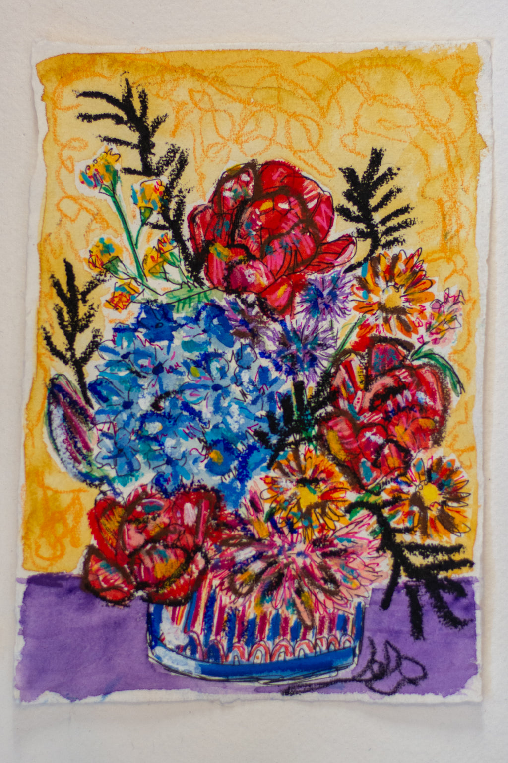 Flowers for Friends #38: Saved You a Seat (Ways to Say I Love You) | Original Mixed-Media Floral Painting