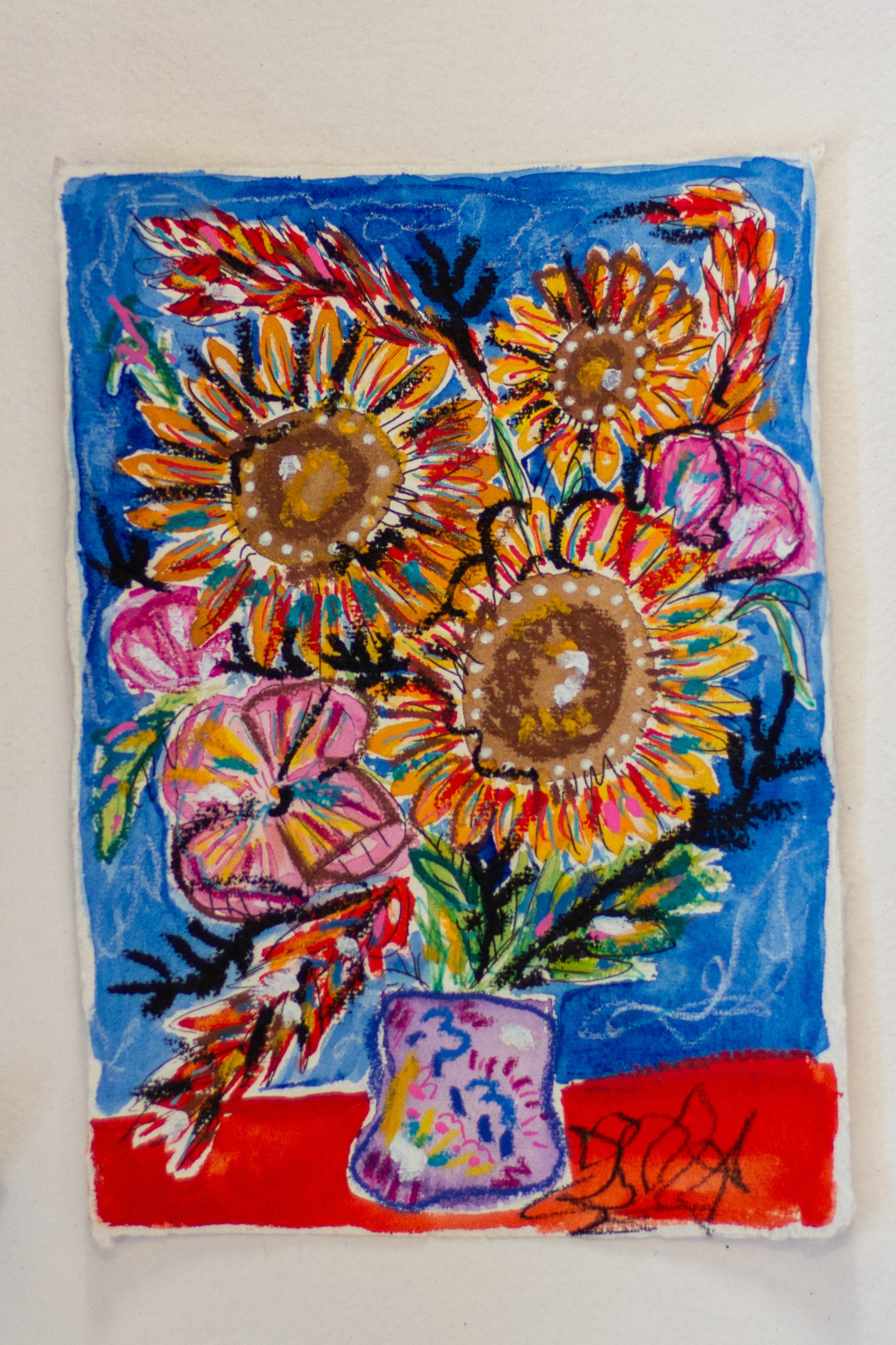 Flowers for Friends #39: Text Me When You Get Home (Ways to Say I Love You) | Original Mixed-Media Floral Painting
