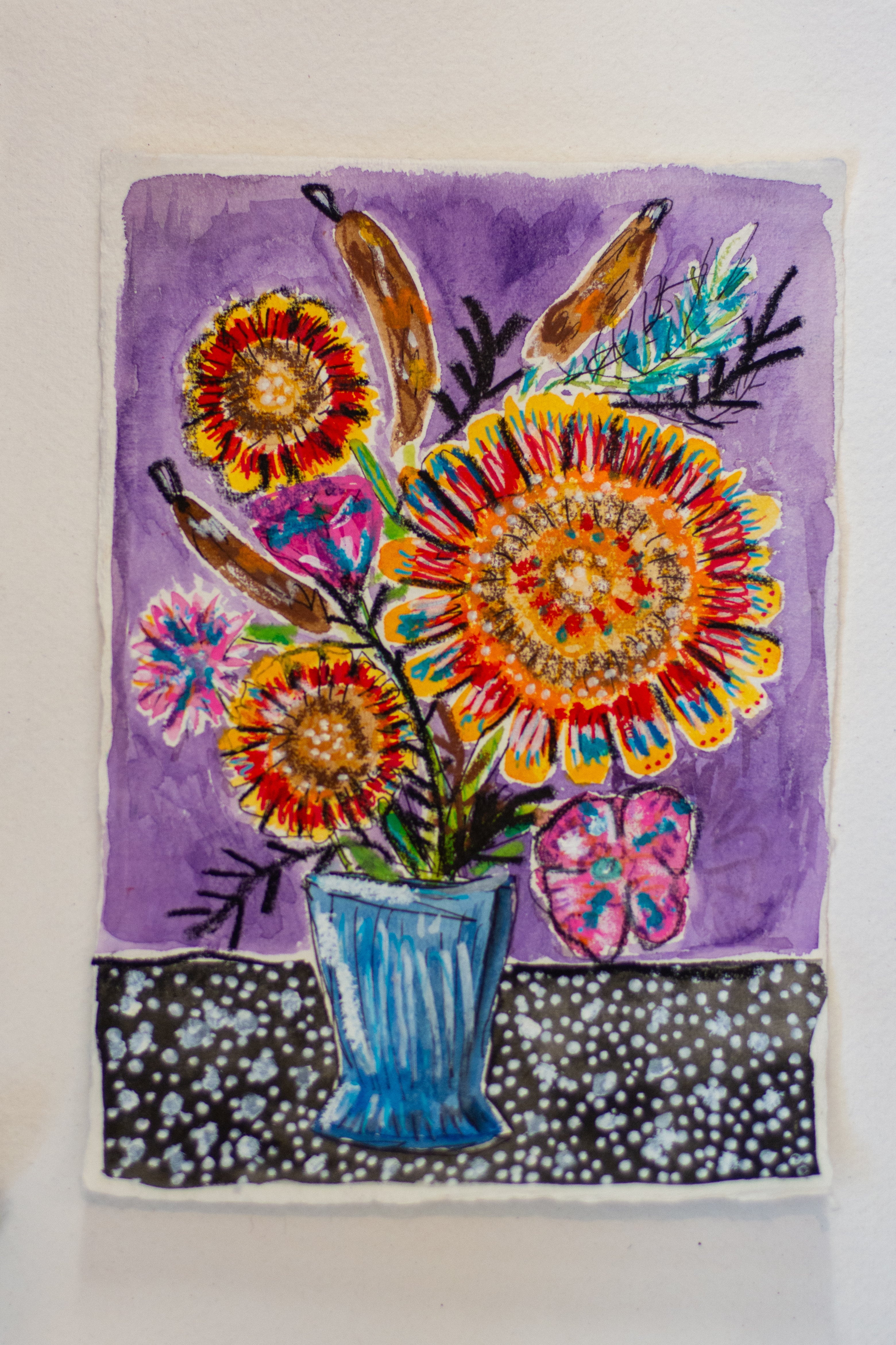 Flowers for Friends #40: Here's a Glass of Water (Ways to Say I Love You) | Original Mixed-Media Floral Painting