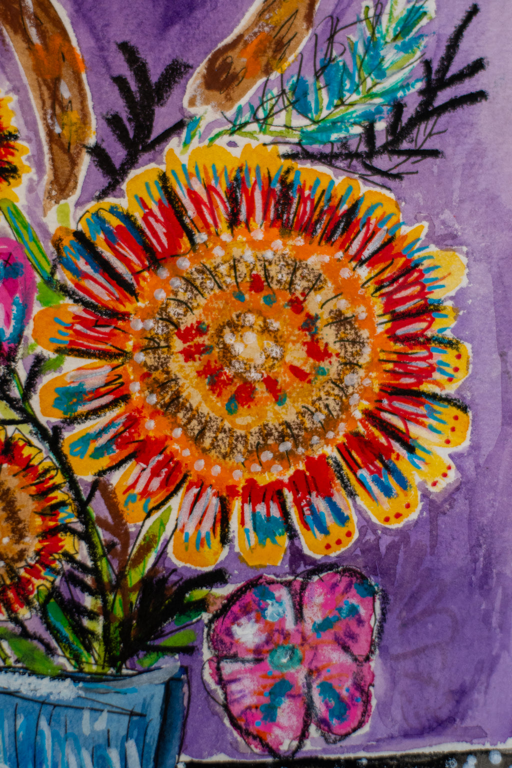 Flowers for Friends #40: Here's a Glass of Water (Ways to Say I Love You) | Original Mixed-Media Floral Painting