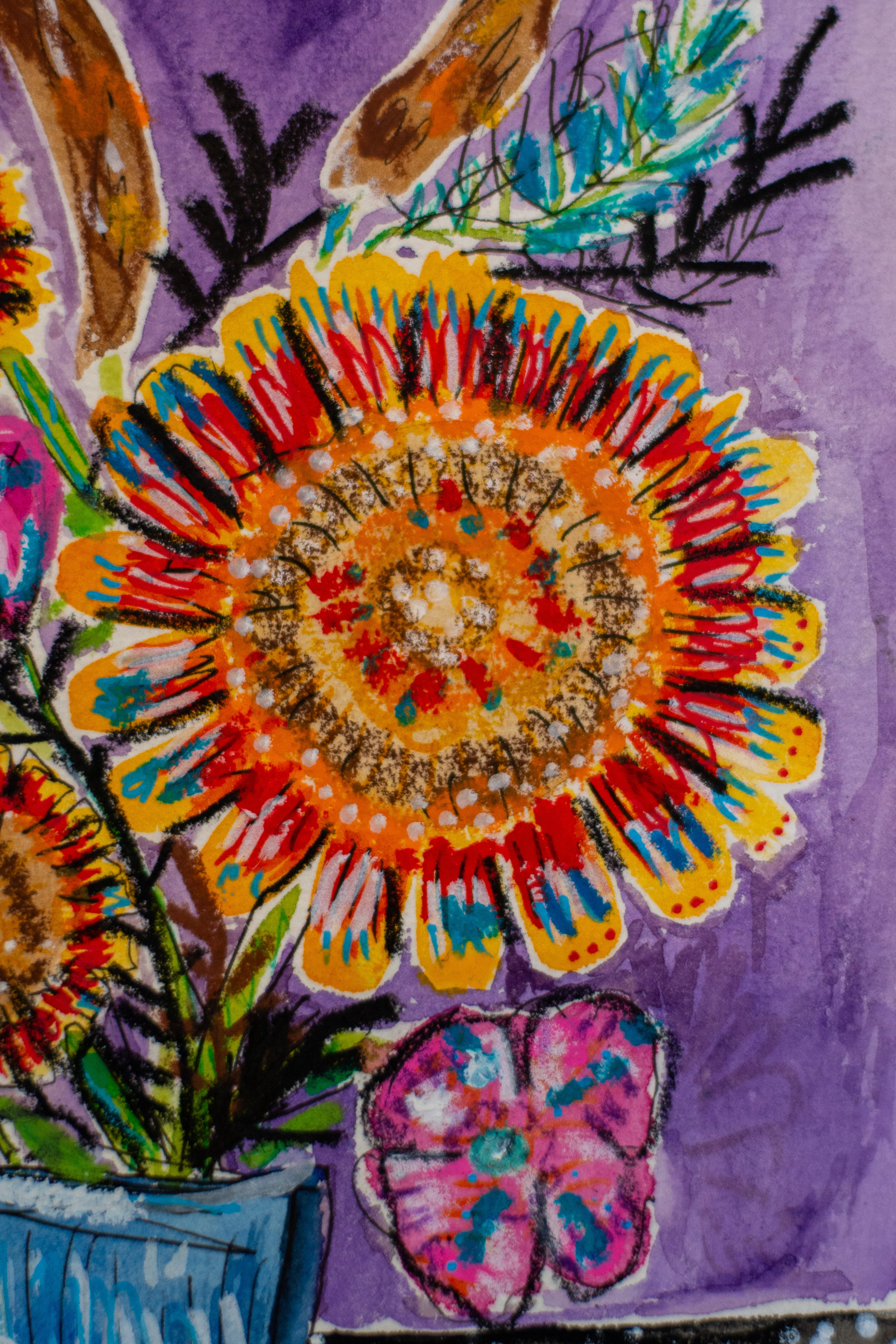 Flowers for Friends #40: Here's a Glass of Water (Ways to Say I Love You) | Original Mixed-Media Floral Painting