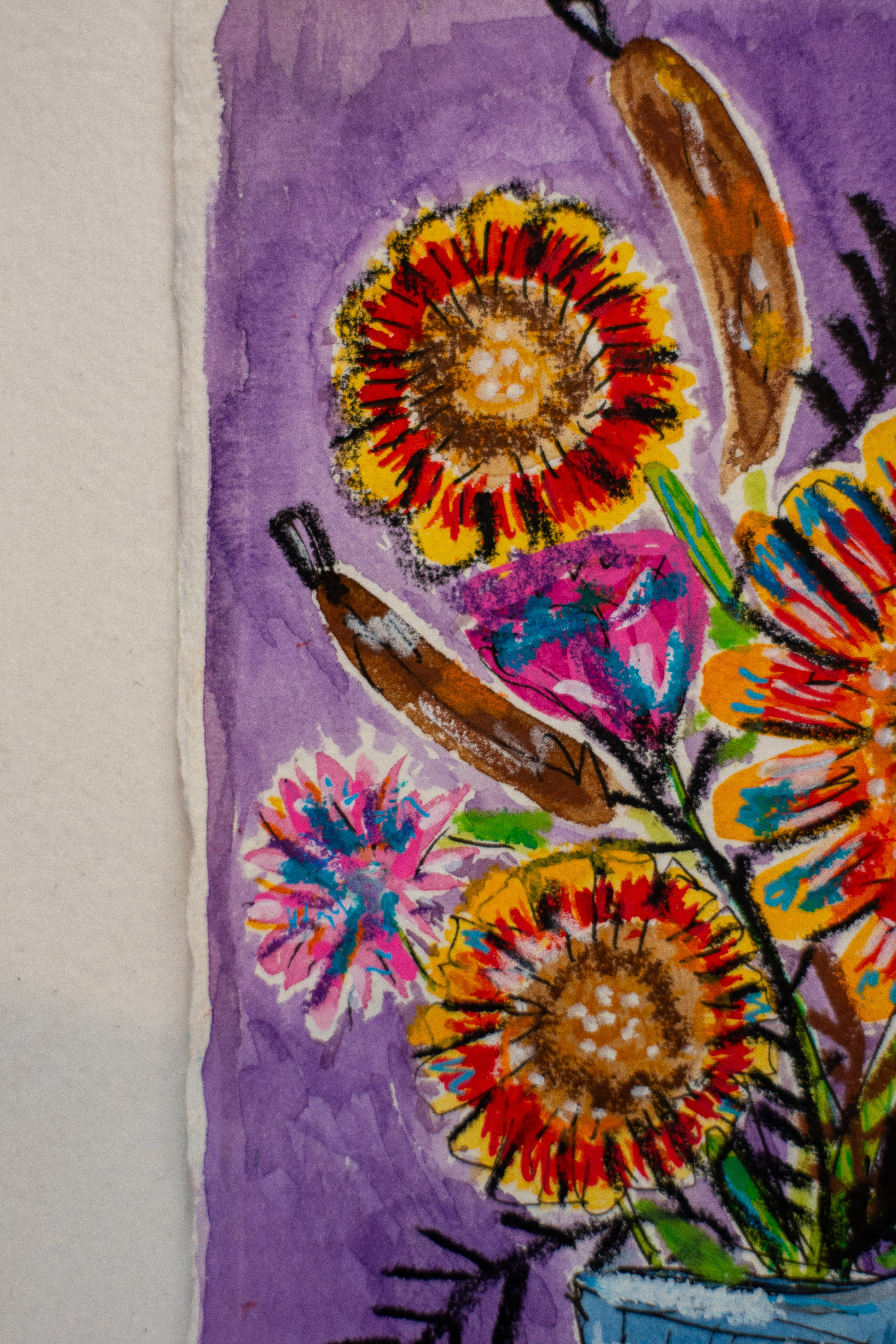 Flowers for Friends #40: Here's a Glass of Water (Ways to Say I Love You) | Original Mixed-Media Floral Painting
