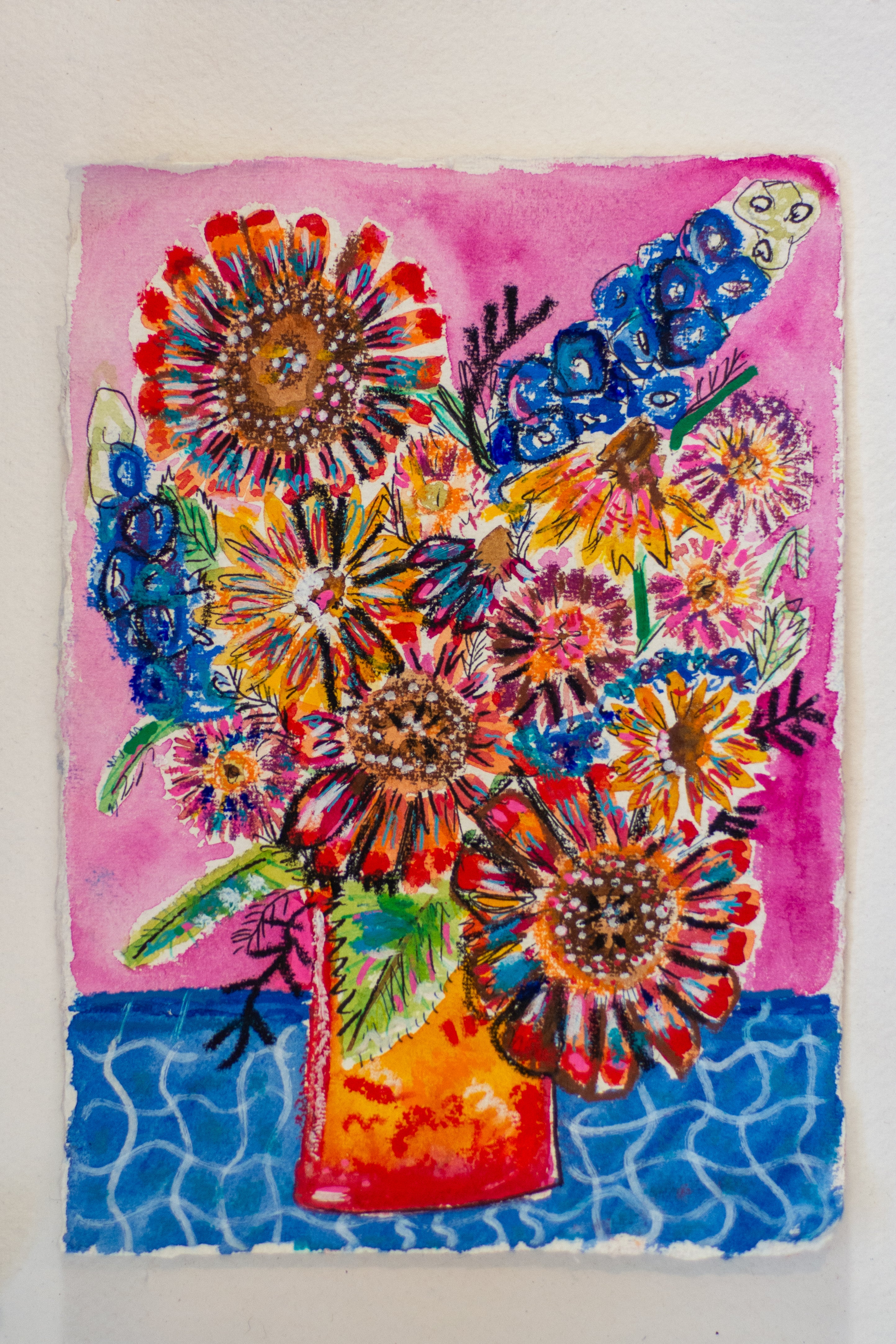 Flowers for Friends #41: Did you eat? (Ways to Say I Love You) | Original Mixed-Media Floral Painting