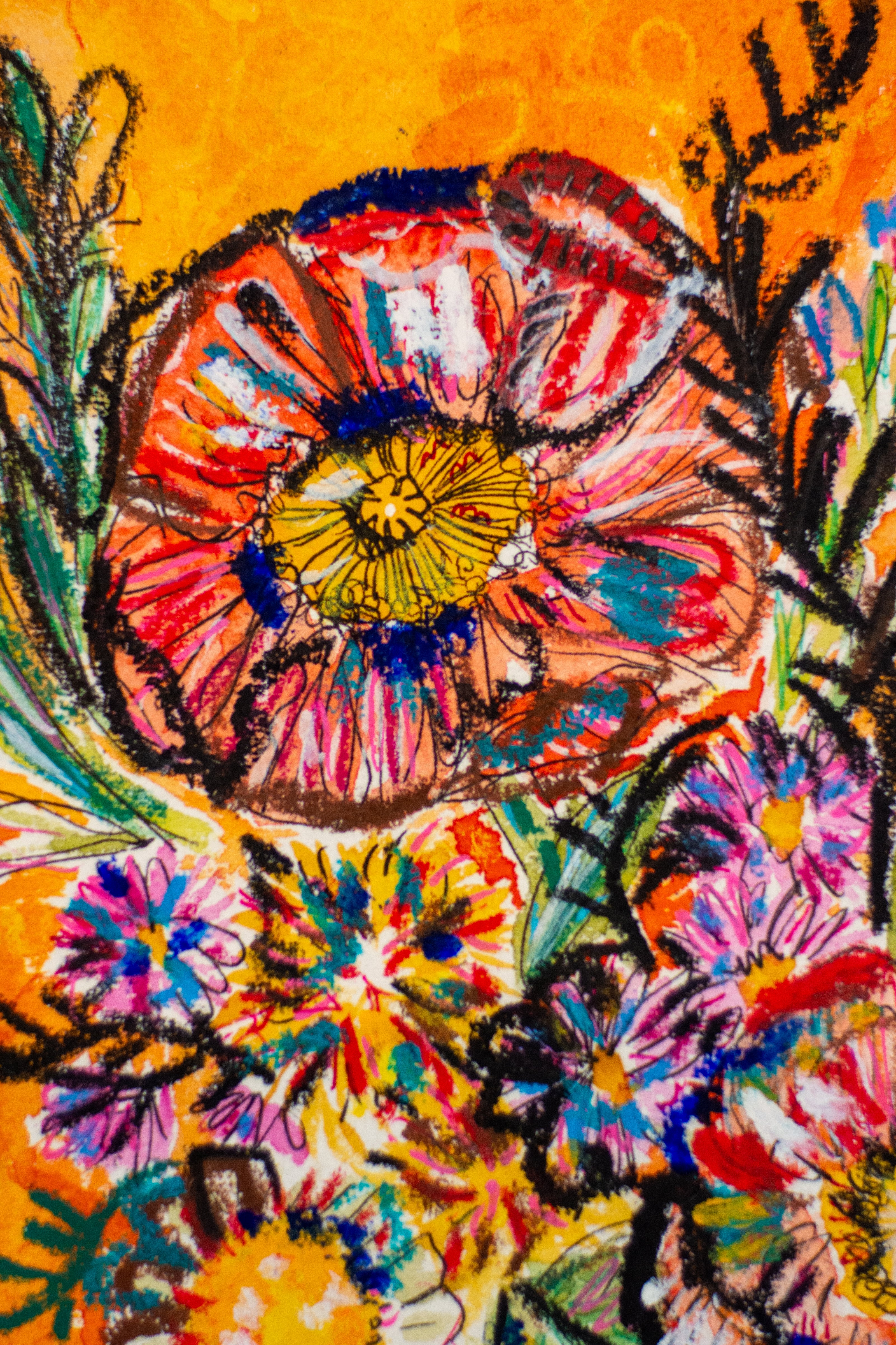 Flowers for Friends #37: Brought You a Coffee (Ways to Say I Love You) | Original Mixed-Media Floral Painting