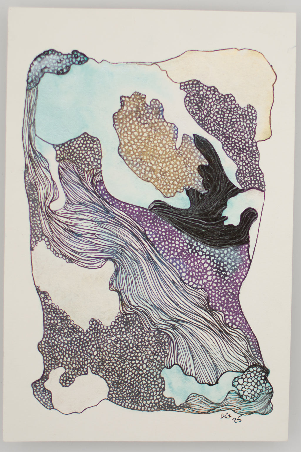Ocean Wash & Lines: Just Follow the Glimmers | Original Mixed-Media Painting