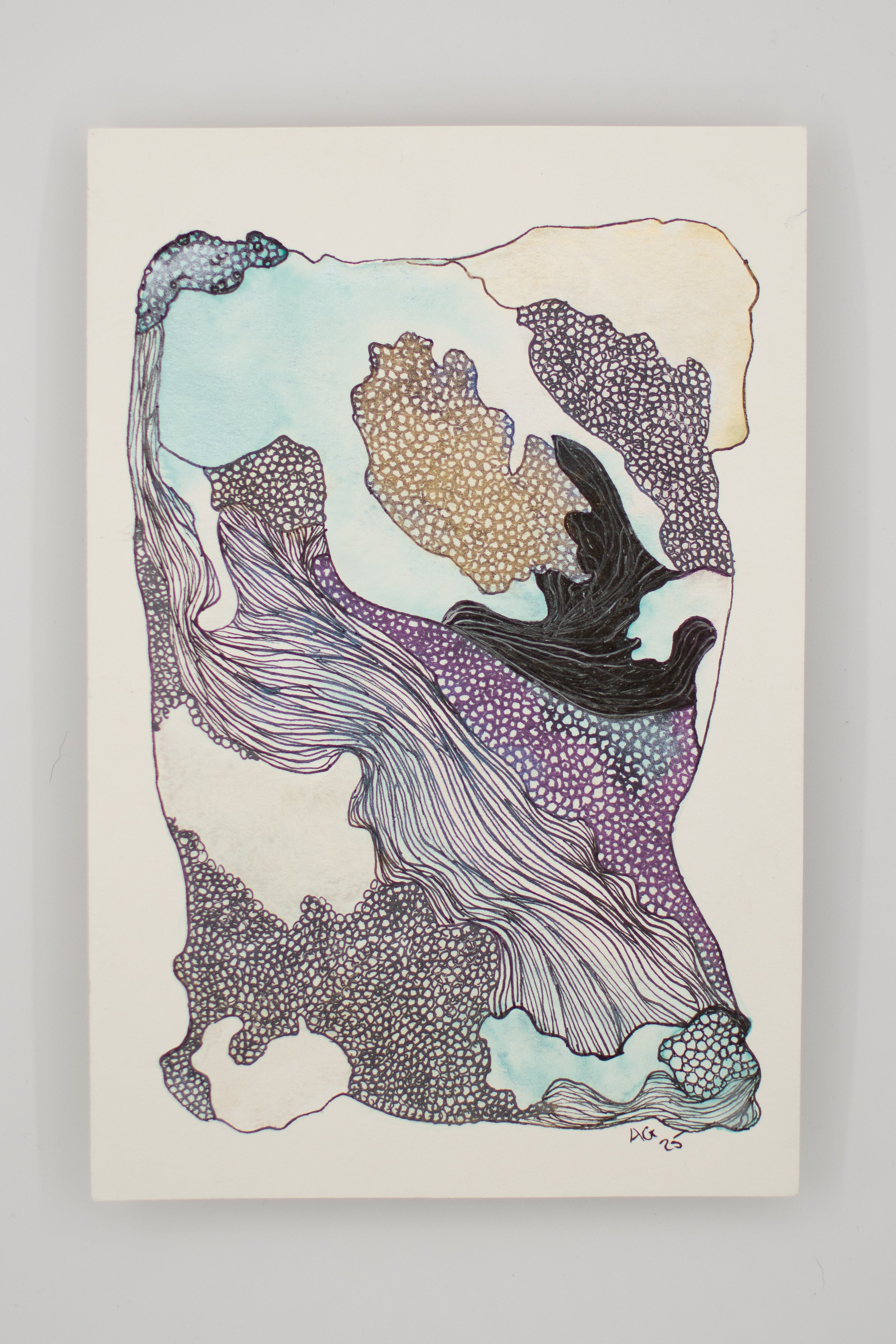 Ocean Wash & Lines: Just Follow the Glimmers | Original Mixed-Media Painting