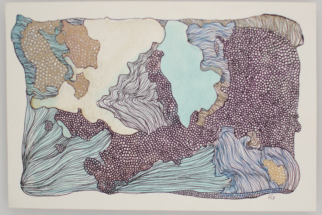 Ocean Wash & Lines: Reach Out and Grab It | Original Watercolour & Ink Painting