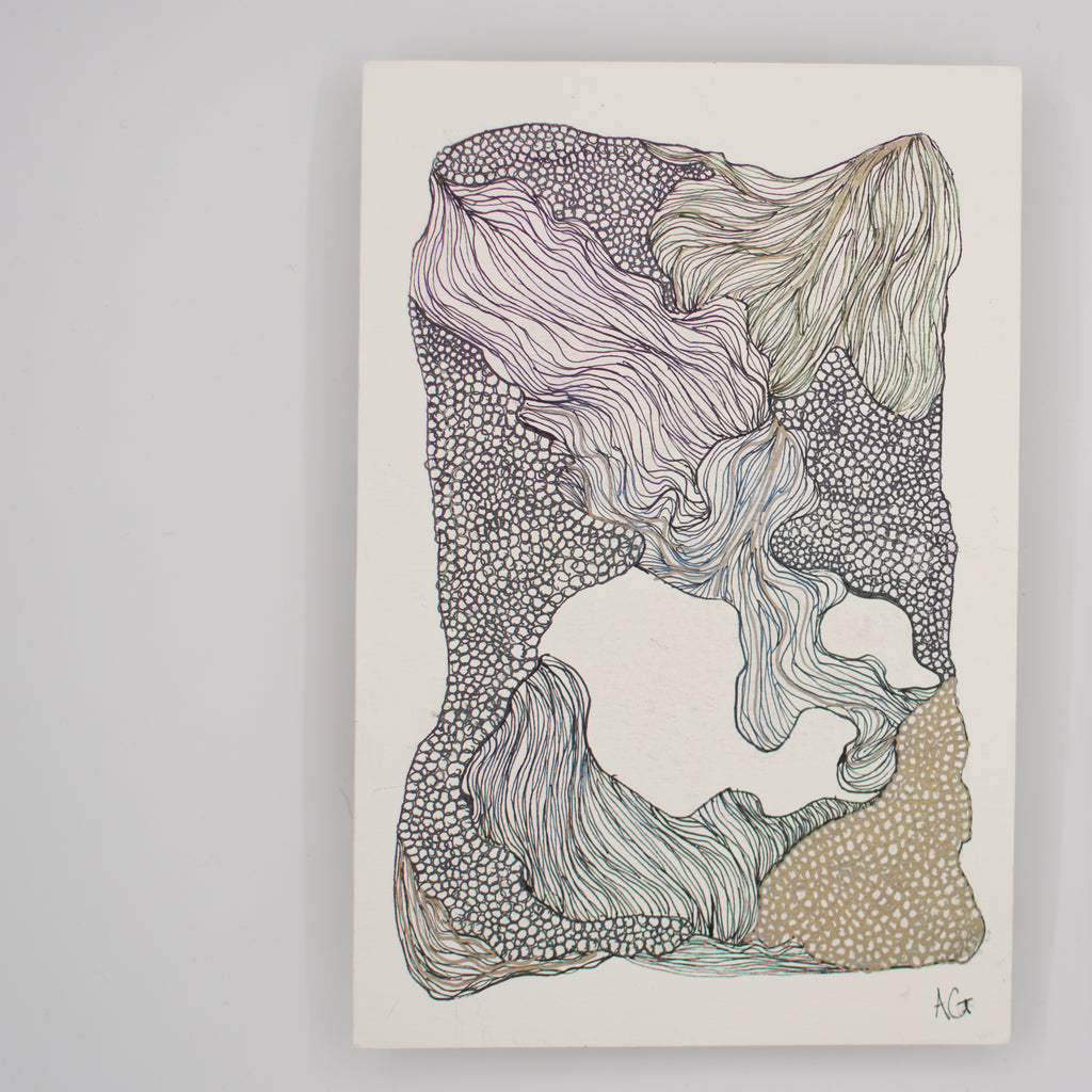Ocean Wash & Lines: Sisters | Original Mixed-Media Painting