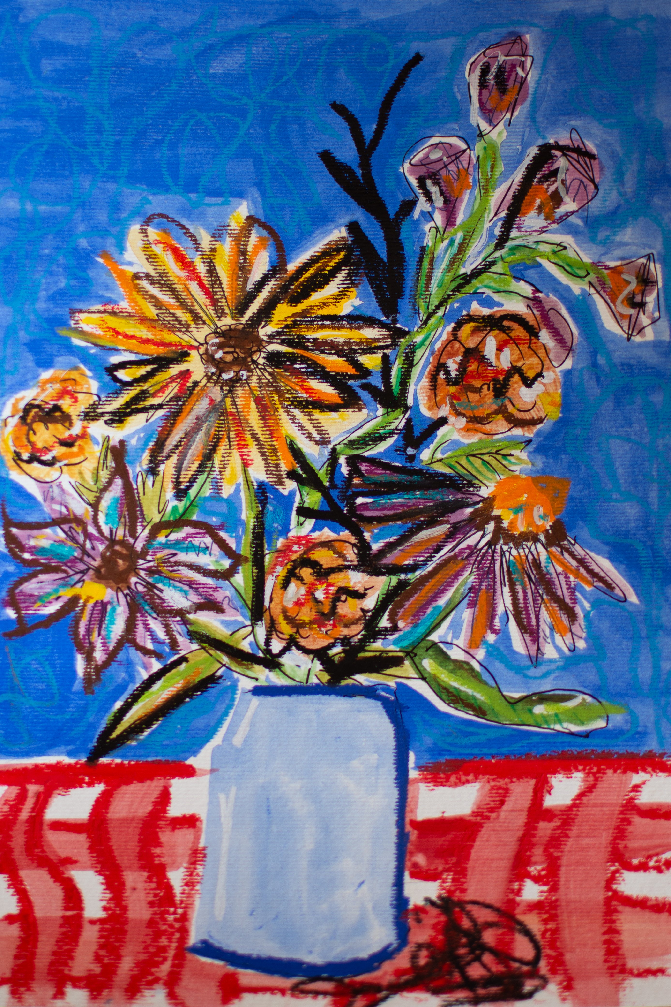 Flowers for Friends #25: You're Creative and Everyone Likes You | Original Mixed-Media Floral Painting