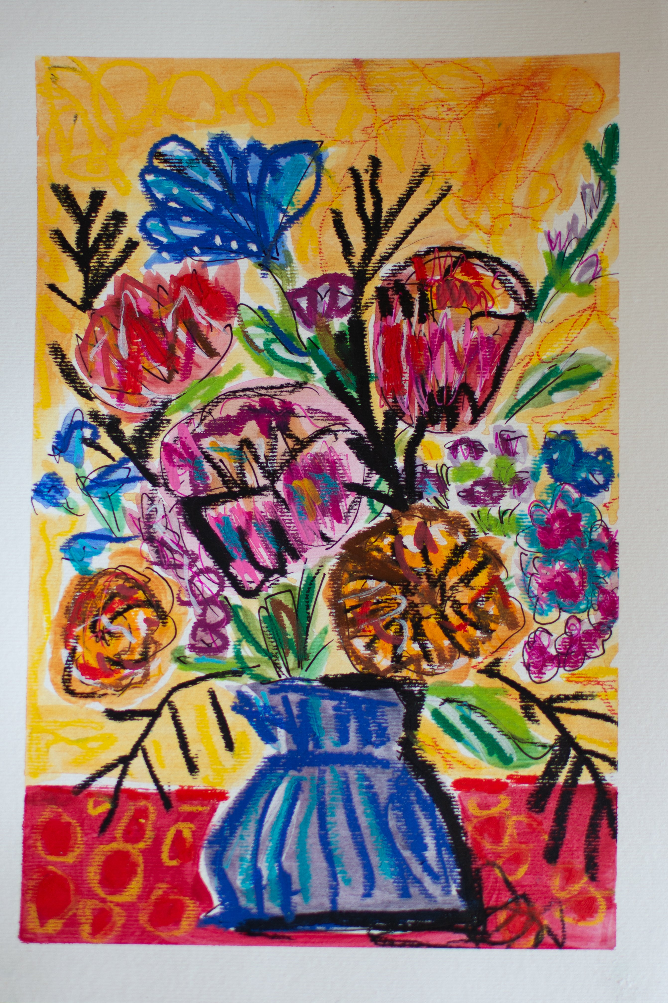 Flowers for Friends #24: You're Funny and Everyone Likes You | Original Mixed-Media Floral Painting