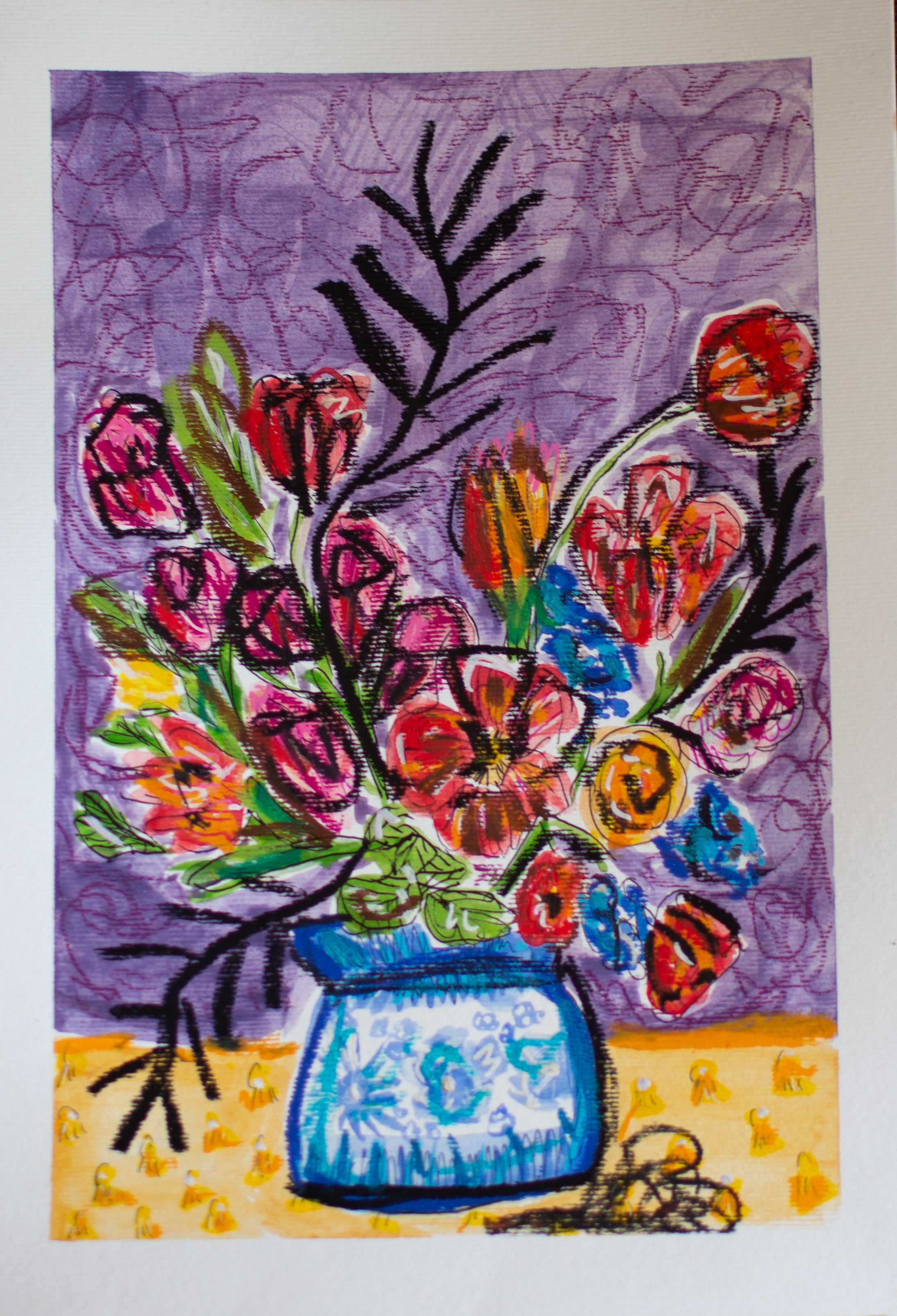 Flowers for Friends #28: You're Gentle and Everyone Likes You | Original Mixed-Media Floral Painting